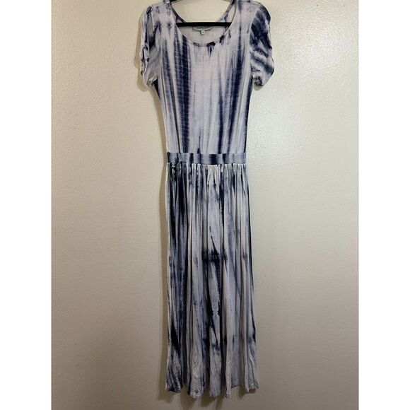 Shabby Apple Women's Blue/White Tie Dye Inspired Maxi Dress Size 6 Stretchy - Picture 1 of 5